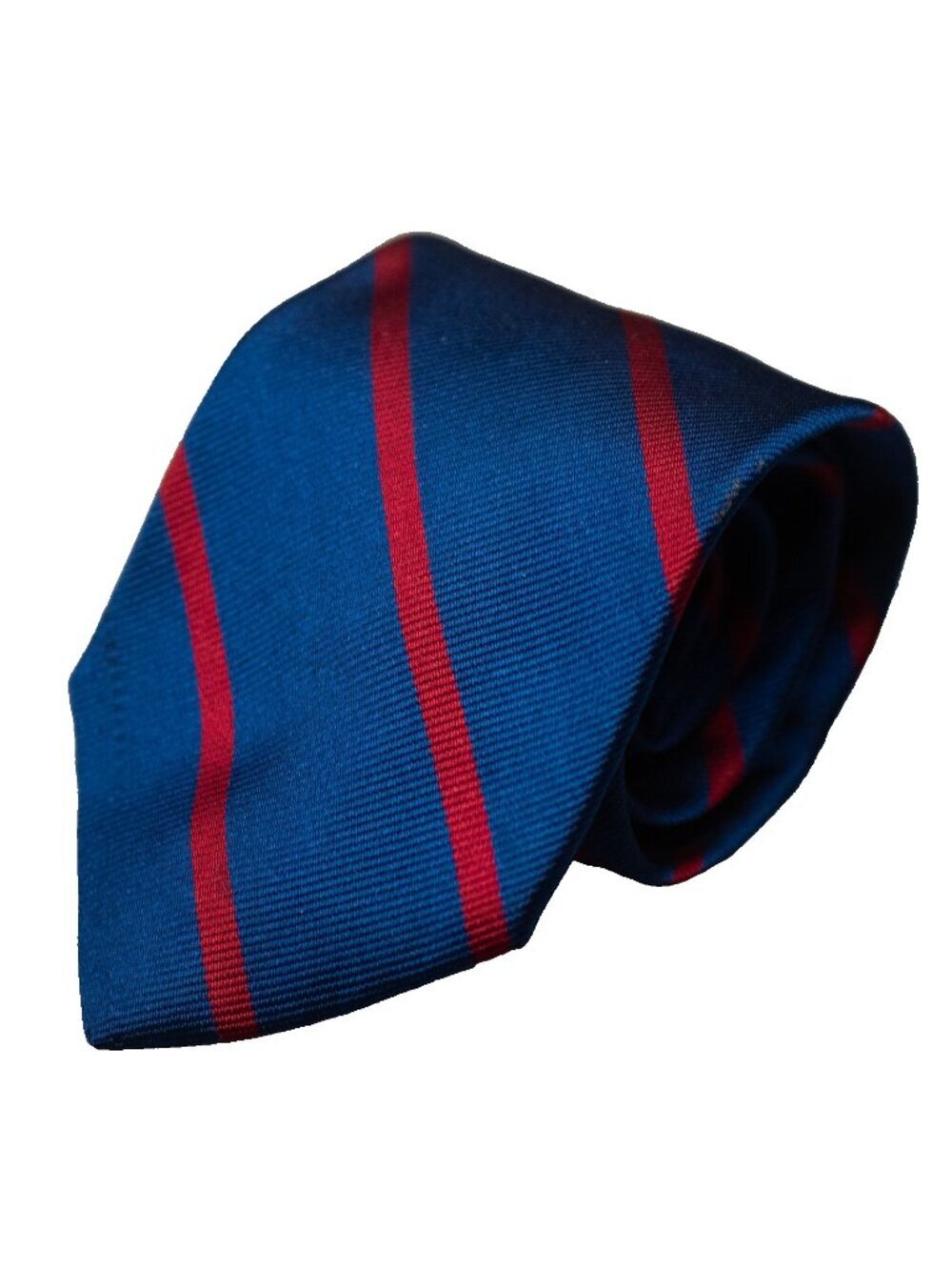 Vintage Ely Tie 100% Silk Blue / Red Striped Satin Repp Handmade 3.5"